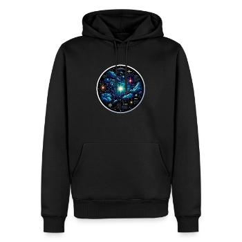 Carte des étoiles des constellations - Sweat à capuche Premium bio Homme - noir - Devant - Nico (187cm)