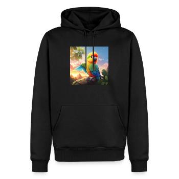 Perruche arc-en-ciel - Sweat à capuche Premium bio Homme - noir - Devant - Nico (187cm)