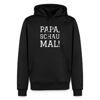 PAPA SCHAU MAL - Männer Premium Bio Hoodie - Schwarz - Vorne - Nico (187cm)