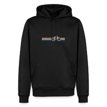Vélo vintage rétro - Sweat à capuche Premium bio Homme - noir - Devant - Nico (187cm)