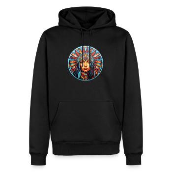 Squaw amérindienne - Sweat à capuche Premium bio Homme - noir - Devant - Nico (187cm)
