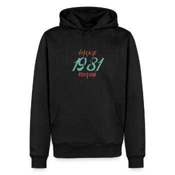 Jahrgang Ausgabe 1981 - Männer Premium Bio Hoodie - Schwarz - Vorne - Nico (187cm)