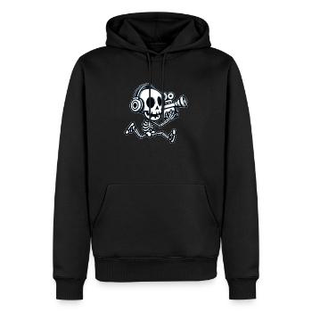 Le caméraman fait son cinéma avec sa caméra - Sweat à capuche Premium bio Homme - noir - Devant - Nico (187cm)