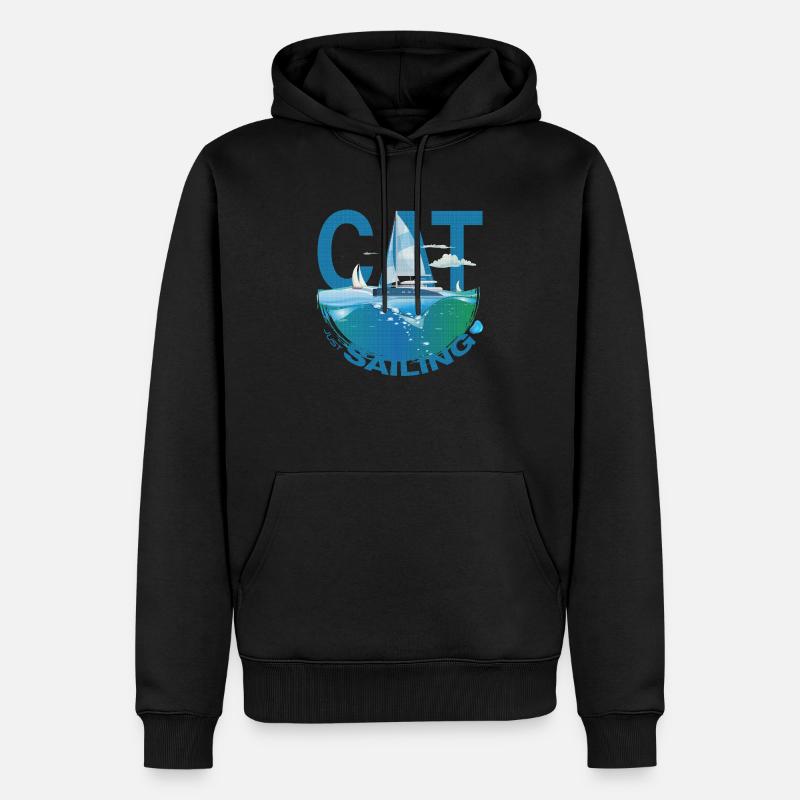 Chat / Catamaran - Just Sailing - Katamaran - Sweat à capuche Premium bio Homme - noir