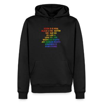 Slogans progressistes aux couleurs du drapeau de la fierté LGBTQ - Sweat à capuche Premium bio Homme - noir - Devant - Nico (187cm)