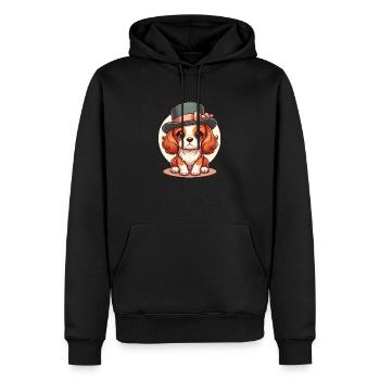 Chien Mignon Cavalier King Charles a chapeau - Sweat à capuche Premium bio Homme - noir - Devant - Nico (187cm)