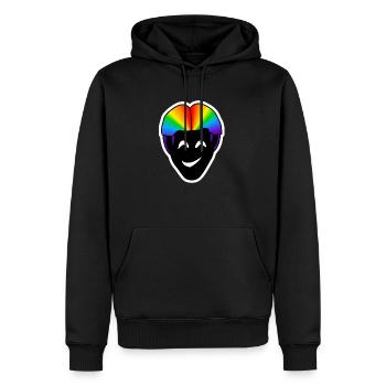 Lächeln glücklich : Sticky Queer Pride - Männer Premium Bio Hoodie - Schwarz - Vorne - Nico (187cm)