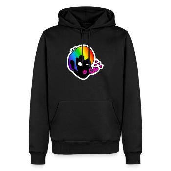 Blas den Kuss : Sticky Queer Pride - Männer Premium Bio Hoodie - Schwarz - Vorne - Nico (187cm)
