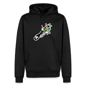 Schampus-Flasche Sekt-Flasche : Sticky Queer Pride - Männer Premium Bio Hoodie - Schwarz - Vorne - Nico (187cm)