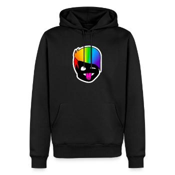 Zwinker Zunge : Sticky Queer Pride - Männer Premium Bio Hoodie - Schwarz - Vorne - Nico (187cm)