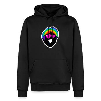 Hals über Kopf verliebt : Sticky Queer Pride - Männer Premium Bio Hoodie - Schwarz - Vorne - Nico (187cm)