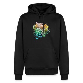 Flowers Hippie soul Groovy Summer time peace love - Men’s Premium Organic Hoodie - black - Front - Nico (187cm)