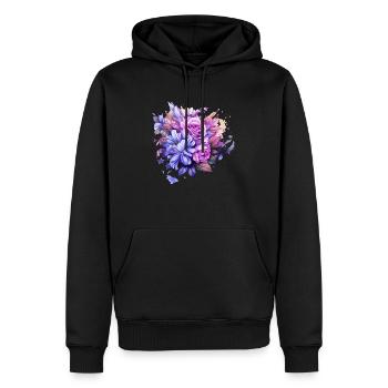 Flowers Hippie soul Groovy Summer time peace love - Men’s Premium Organic Hoodie - black - Front - Nico (187cm)