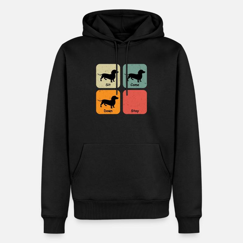 Die 4 Dackel Phasen - Männer Premium Bio Hoodie - Schwarz