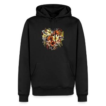 Flowers Hippie soul Groovy Summer time peace love - Men’s Premium Organic Hoodie - black - Front - Nico (187cm)
