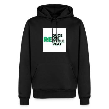 Reduce Reuse Recycle Repeat Slogan - Männer Premium Bio Hoodie - Schwarz - Vorne - Nico (187cm)