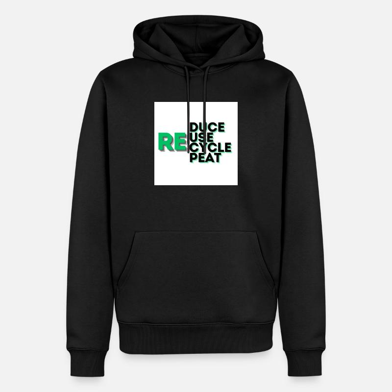 Reduce Reuse Recycle Repeat Slogan - Männer Premium Bio Hoodie - Schwarz