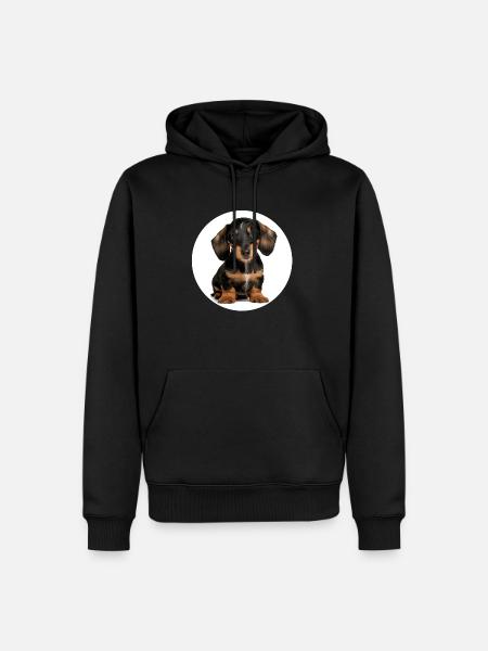 süßer Dackelwelpe Rauhhaardackel - Männer Premium Bio Hoodie - Schwarz
