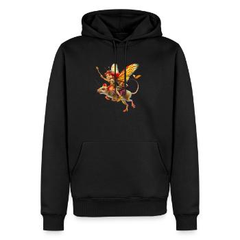 Fee reitet auf Maus - Männer Premium Bio Hoodie - Schwarz - Vorne - Nico (187cm)