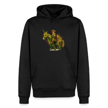 Kobold reitet auf Einhorn - Männer Premium Bio Hoodie - Schwarz - Vorne - Nico (187cm)
