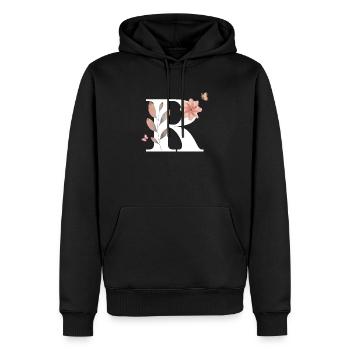 Lettre r fleurs sauvages aquarelles - Sweat à capuche Premium bio Homme - noir - Devant - Nico (187cm)
