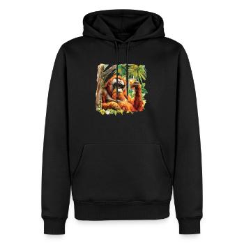 cooler Orang-Utan - Männer Premium Bio Hoodie - Schwarz - Vorne - Nico (187cm)