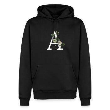 lettre a botanique vert - Sweat à capuche Premium bio Homme - noir - Devant - Nico (187cm)