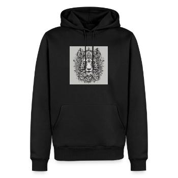 Löwe - Männer Premium Bio Hoodie - Schwarz - Vorne - Nico (187cm)
