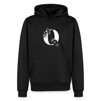 Lettre o floral noir et blanc - Sweat à capuche Premium bio Homme - noir - Devant - Nico (187cm)