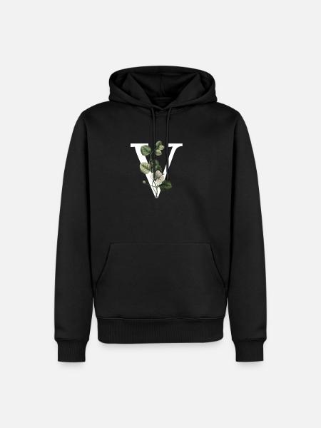 Green Botanical Letter V - Men’s Premium Organic Hoodie - black