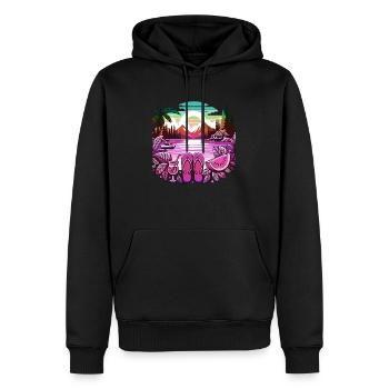 Été Lac Nature Flore Art Fleurs Mer Plage - Sweat à capuche Premium bio Homme - noir - Devant - Nico (187cm)