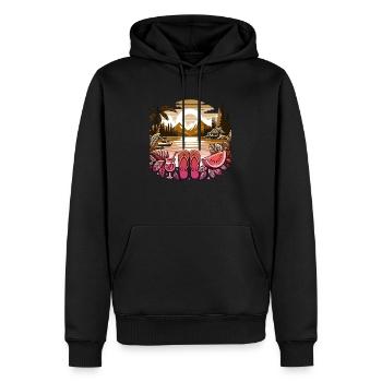 Été Lac Nature Flore Art Fleurs Mer Plage - Sweat à capuche Premium bio Homme - noir - Devant - Nico (187cm)