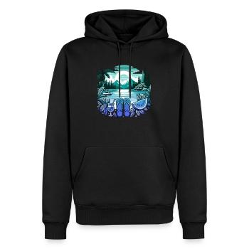 Été Lac Nature Flore Art Fleurs Mer Plage - Sweat à capuche Premium bio Homme - noir - Devant - Nico (187cm)