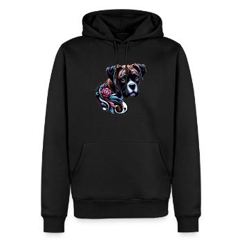 Boxer fleur - Sweat à capuche Premium bio Homme - noir - Devant - Nico (187cm)