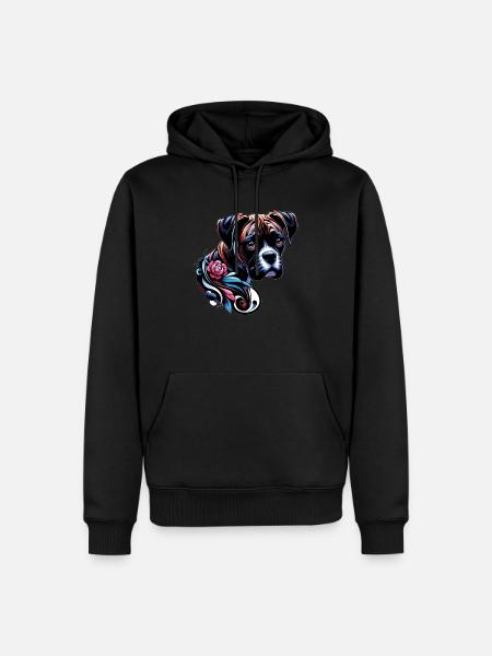 Boxer fleur - Sweat à capuche Premium bio Homme - noir
