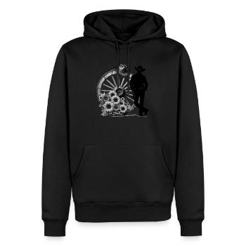 Cowboy Drôle Chapeau Cowboy Wild Western Rodeo Texas - Sweat à capuche Premium bio Homme - noir - Devant - Nico (187cm)