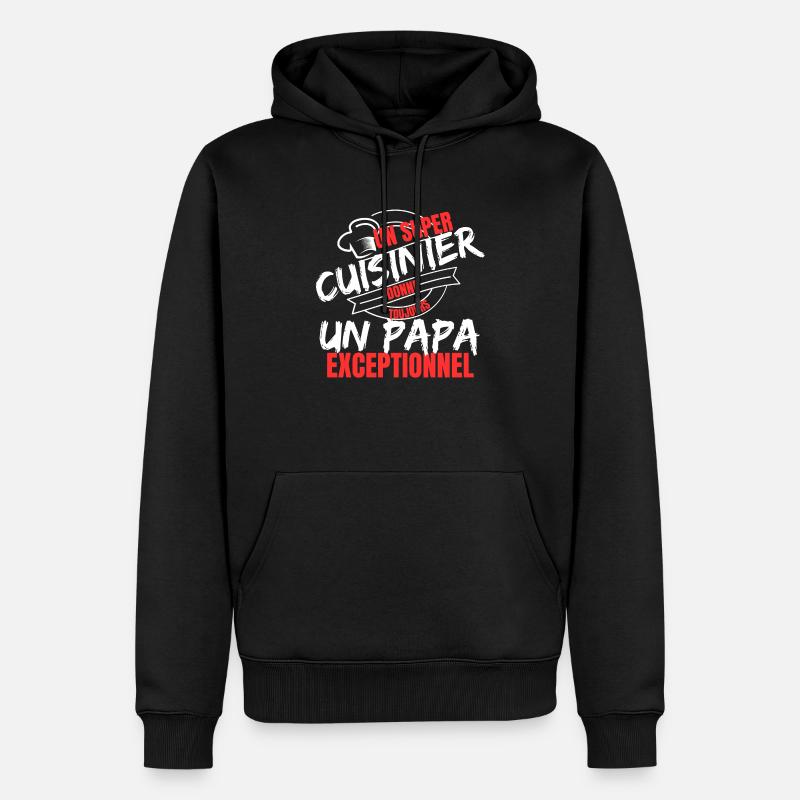 PAPA CUISINIER - Sweat à capuche Premium bio Homme - noir