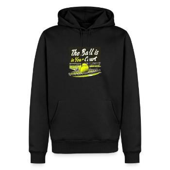Sie sind am Zug - Männer Premium Bio Hoodie - Schwarz - Vorne - Nico (187cm)
