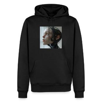 IA - Sweat à capuche Premium bio Homme - noir - Devant - Nico (187cm)