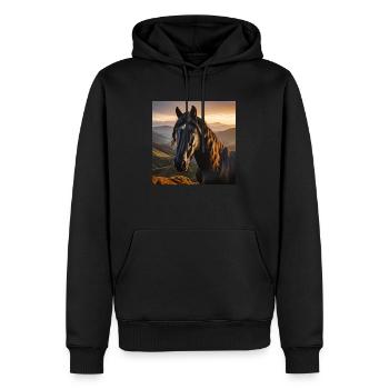 Horse Art - Men’s Premium Organic Hoodie - black - Front - Nico (187cm)