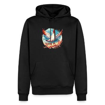 T-shirt Moin Mouette Drôle - Mer du Nord - Sweat à capuche Premium bio Homme - noir - Devant - Nico (187cm)
