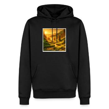 Tal - Männer Premium Bio Hoodie - Schwarz - Vorne - Nico (187cm)