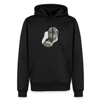 Le nageur inflexible aux yeux bleus - Sweat à capuche Premium bio Homme - noir - Devant - Nico (187cm)