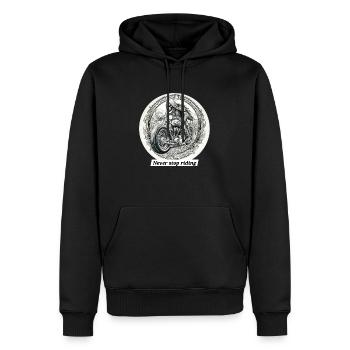 Hören Sie nie auf zu fahren - Männer Premium Bio Hoodie - Schwarz - Vorne - Nico (187cm)