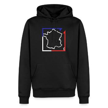 France bleu blanc rouge - Sweat à capuche Premium bio Homme - noir - Devant - Nico (187cm)