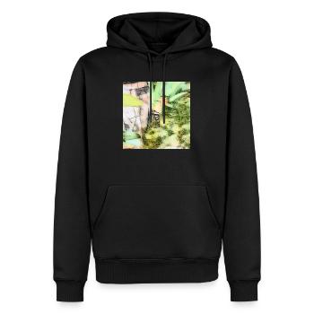 Huppe fasciée oiseau mignon - Sweat à capuche Premium bio Homme - noir - Devant - Nico (187cm)