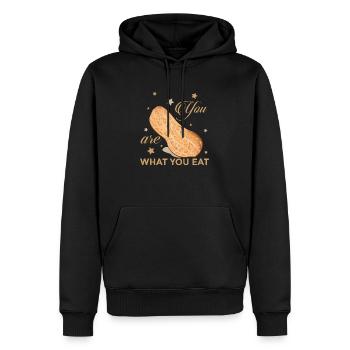 Lustiger Spruch - Vous êtes ce que vous mangez - Noix - Sweat à capuche Premium bio Homme - noir - Devant - Nico (187cm)