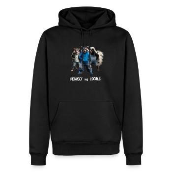 RESPECTEZ LES HABITANTS - RATON LAVEUR, OPOSSUM ET MOUFFETTE - Sweat à capuche Premium bio Homme - noir - Devant - Nico (187cm)