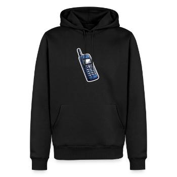 Téléphone portable rétro - Sweat à capuche Premium bio Homme - noir - Devant - Nico (187cm)