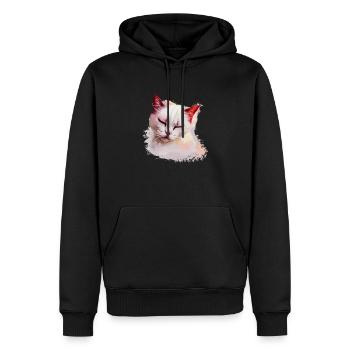 T-shirt mignon de nuit chat blanc - Sweat à capuche Premium bio Homme - noir - Devant - Nico (187cm)